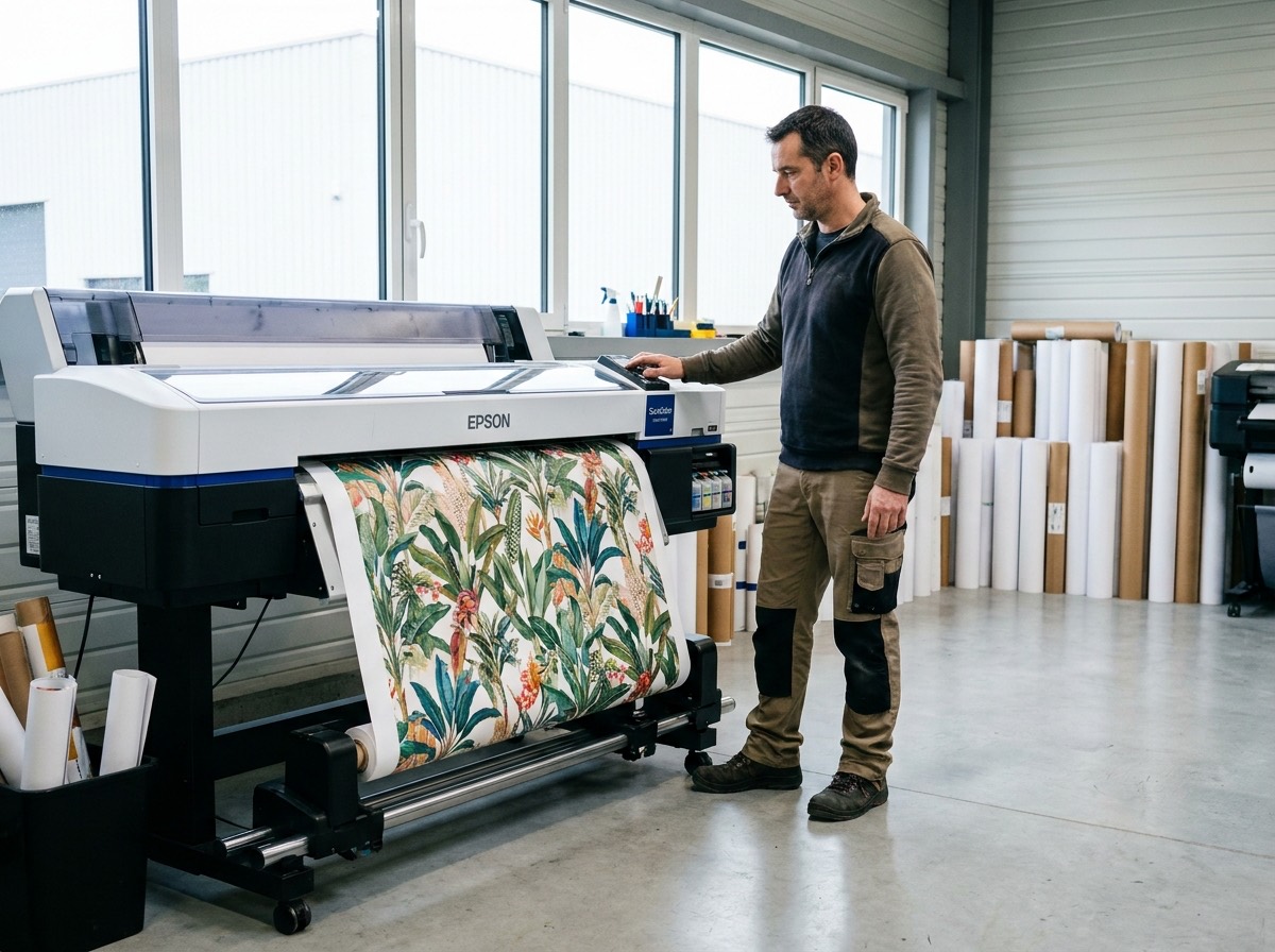 Impression grand format sur imprimante Epson dans l'atelier EKSYO à Aire-sur-la-Lys