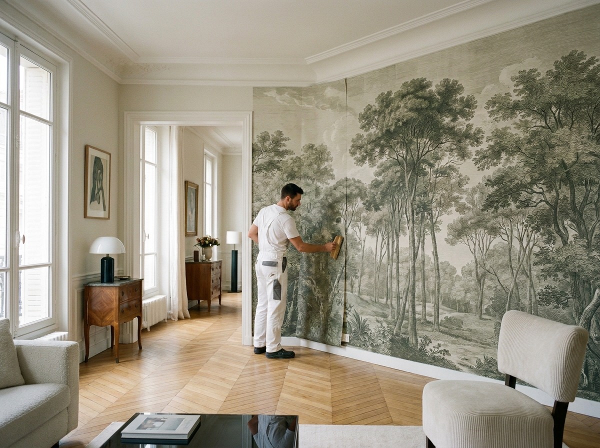 Pose d'une fresque panoramique imprimée sur mesure par EKSYO
